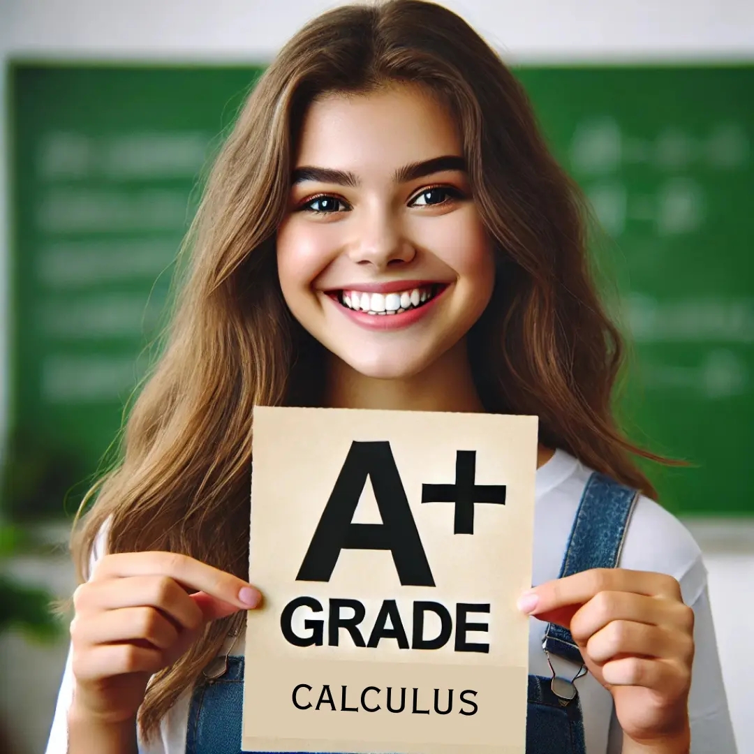 A student holding a math test with an ‘A’ grade, celebrating success