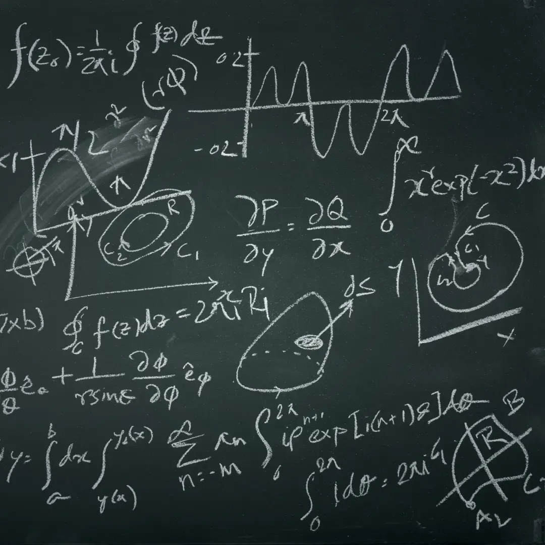 A whiteboard filled with complex calculus equations